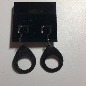 Custom made Genuine Leather Black Earrings